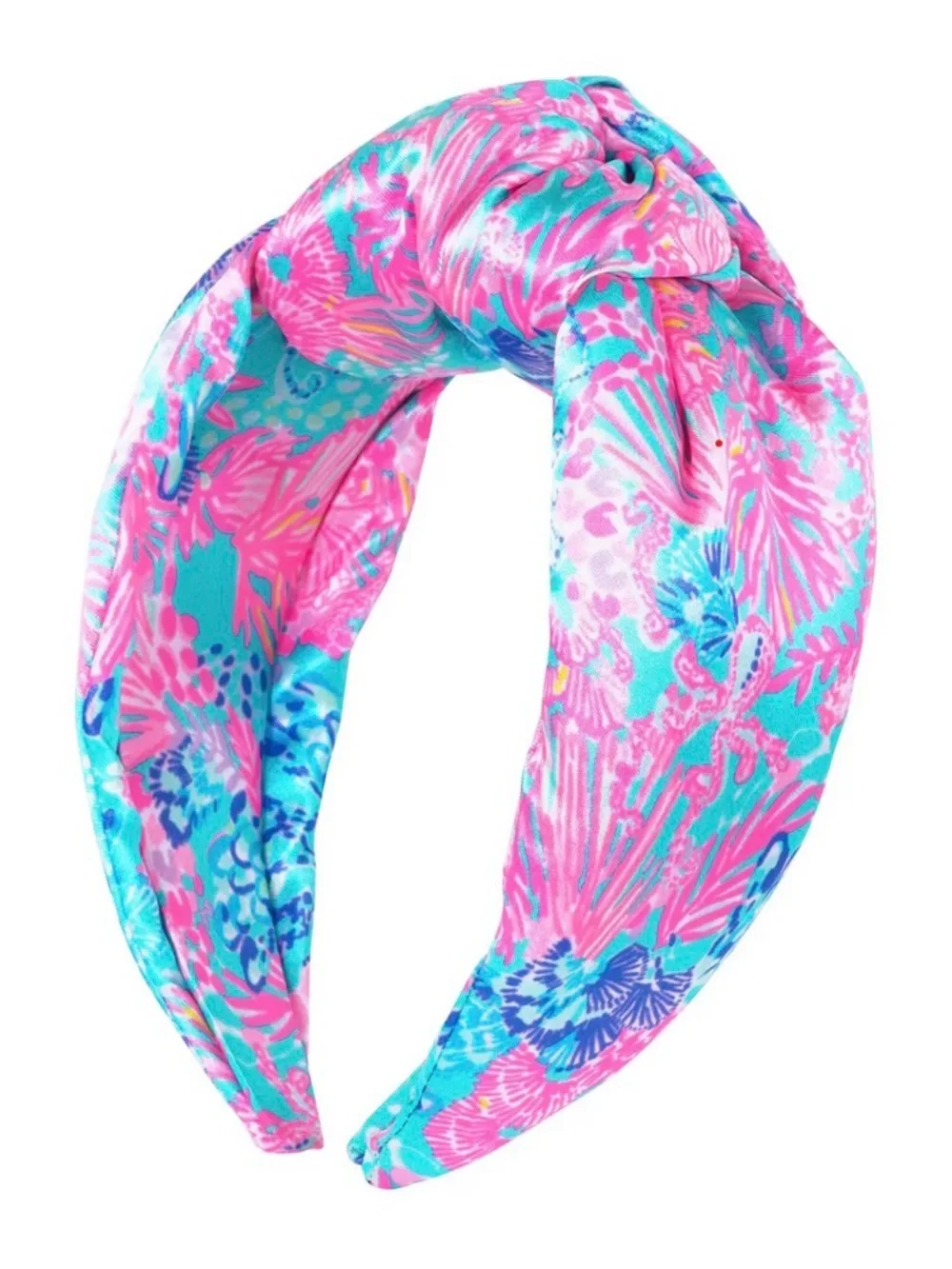 Lilly Pulitzer Pink and Aqua Floral Wide Knotted Headband